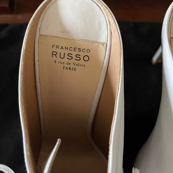 Francesco Russo Paris Lace-Up White Leather Mules Pumps 36.5/6.5 - Picture 3 of 13